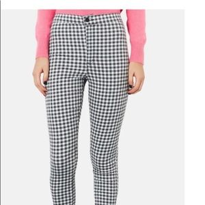 Topshop Moto 'Joni' High Rise Gingham Skinny Jeans